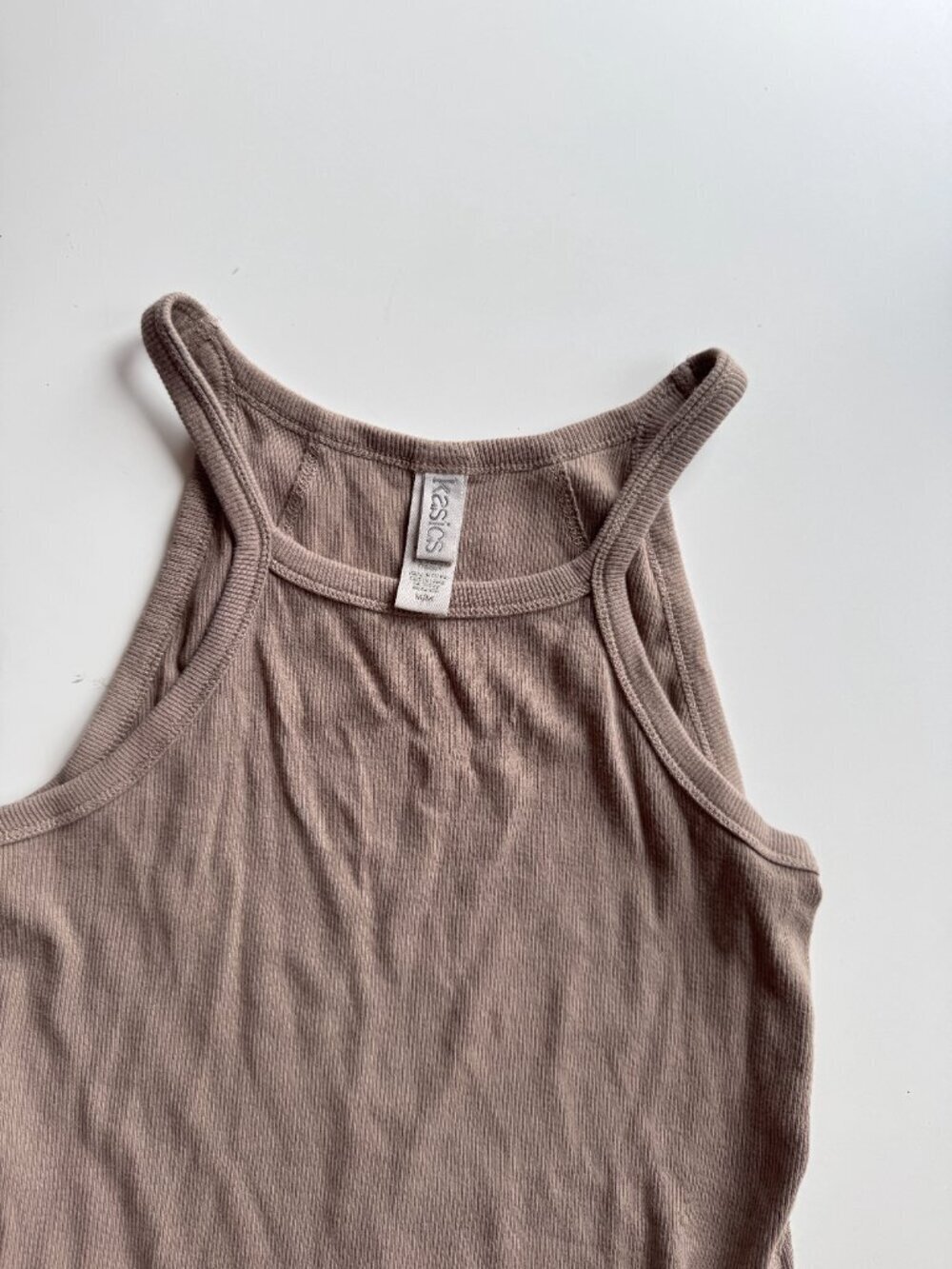 KASICS Taupe Cotton Baby Rib Racerback Tank, Size M - Picture 5 of 10
